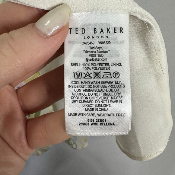 Ted Baker Bellona Tiered Trapeze Mini Dress Women 2 Cream Pastel Floral Babydoll - Picture 12 of 14